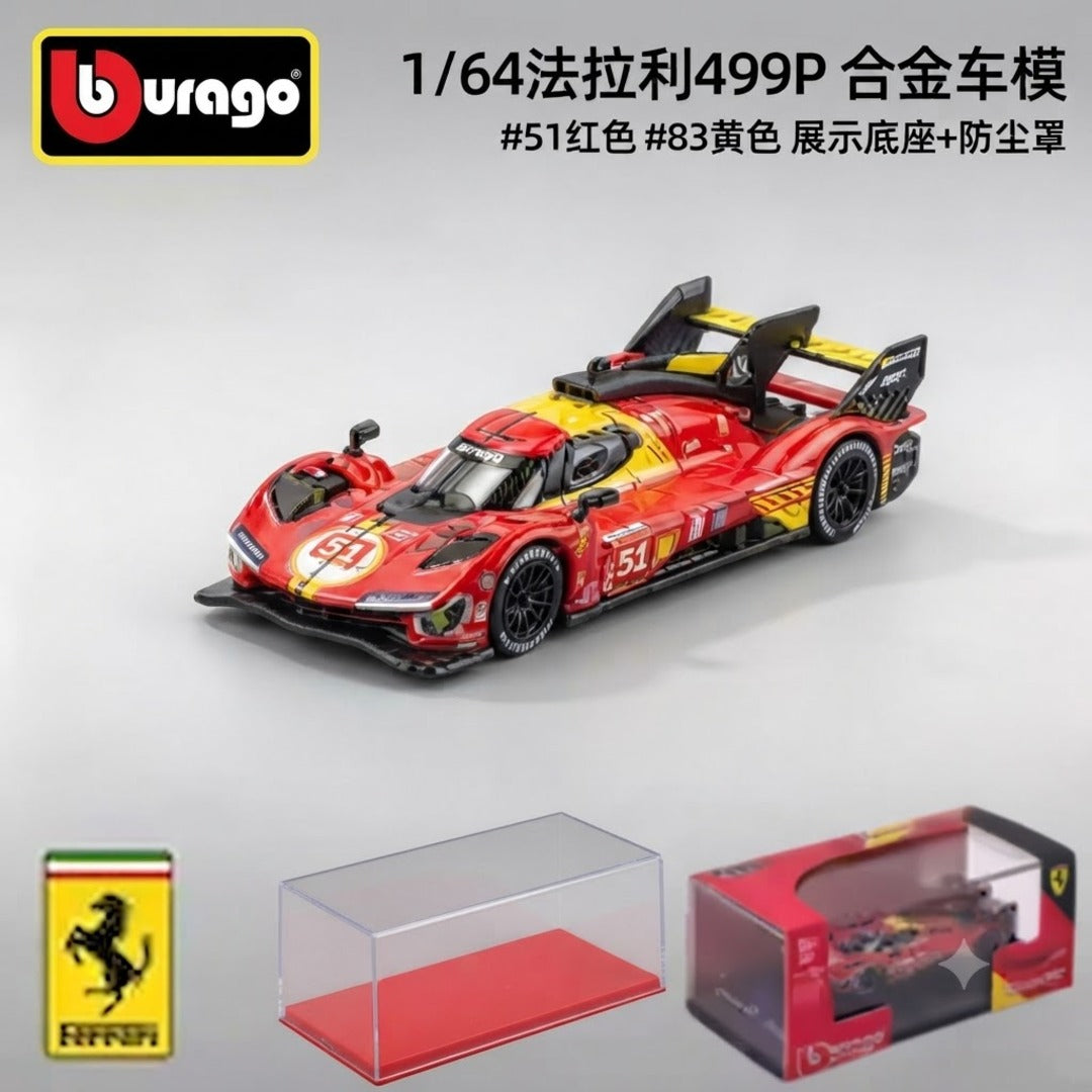 Bburago 1:64 Ferrari 499P Racing Die-Cast Model Car – Official Licensed Ferrari Collectible | 2 Colour Variants