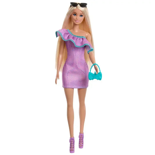 Barbie Doll with Clothes and Accessories, Blond Hair and 3 Party-Themed Mix-and-Match Outfits Including Dresses, Purses and Heels - Jaiman Toys