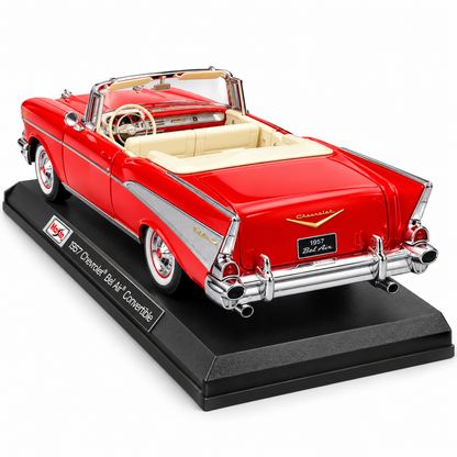 Maisto Special Collection 1957 Chevrolet Bel Air Convertible 1:18 Scale Diecast Metal Model Car – Red with Cream Interior, Premium Collectible Display Model for Car Enthusiasts, Ages 14+