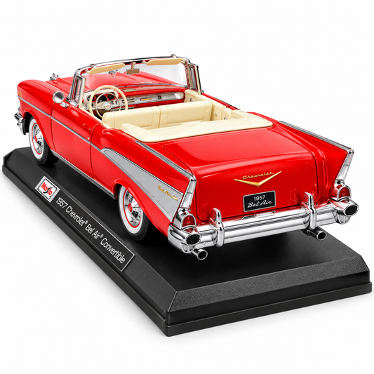 Maisto Special Collection 1957 Chevrolet Bel Air Convertible 1:18 Scale Diecast Metal Model Car – Red with Cream Interior, Premium Collectible Display Model for Car Enthusiasts, Ages 14+