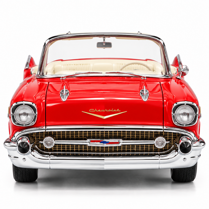 Maisto Special Collection 1957 Chevrolet Bel Air Convertible 1:18 Scale Diecast Metal Model Car – Red with Cream Interior, Premium Collectible Display Model for Car Enthusiasts, Ages 14+