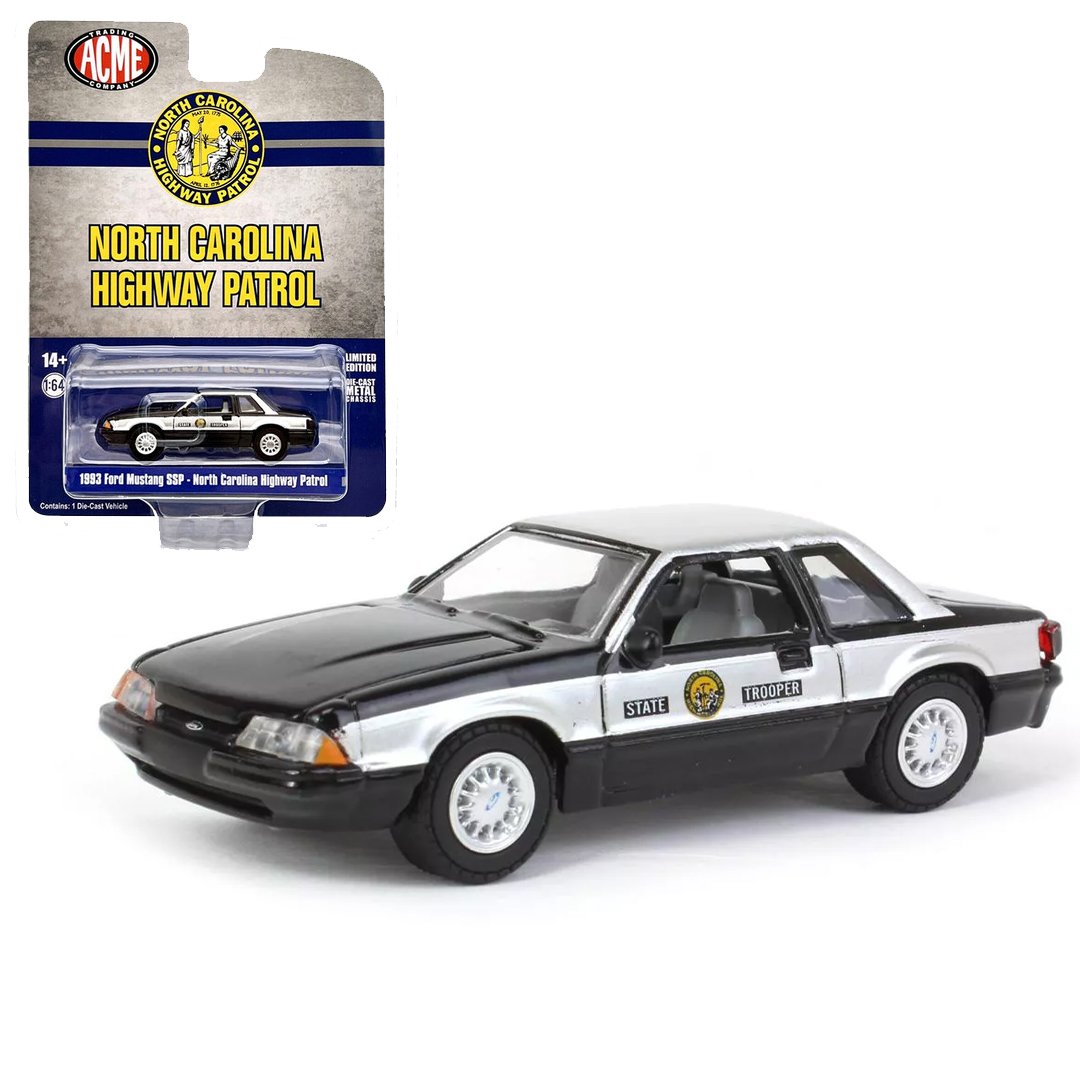 Greenlight: 1993 Mustang SSP Police North Carolina Highway Patrol Trooper 1/64 Diecast