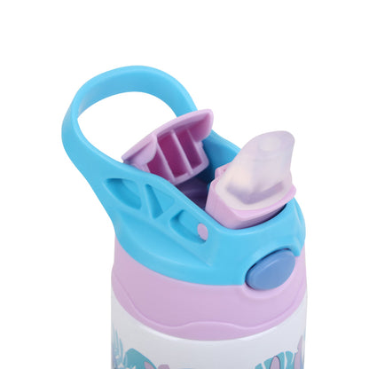 Smiggle Disney Stitch 520ml (18 fl oz) Kids Water Bottle – Flip-Top Sipper Bottle with Carry Handle, Blue & Pink