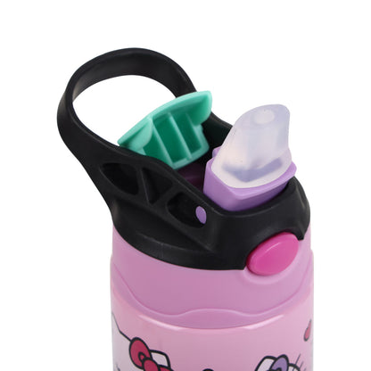 Smiggle Hello Kitty 520ml (18 fl oz) Kids Water Bottle – Pink Character Print Bottle with Flip-Top Sipper & Carry Handle