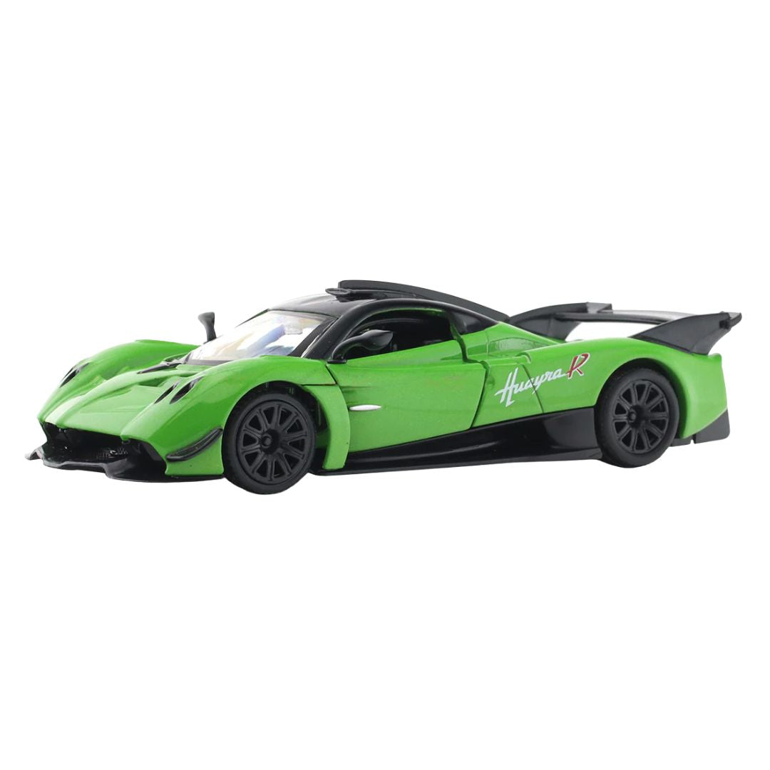 RMZ City Pagani Huayra R 1:36 Die-Cast Hypercar | Pull Back & Go | Openable Doors | Blue / Green Variants