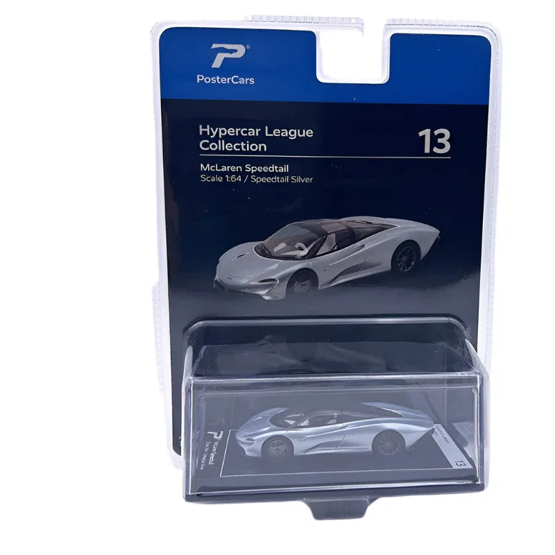 PosterCars Hypercar League – McLaren Speedtail (Silver, 1:64 Scale) - Jaiman Toys