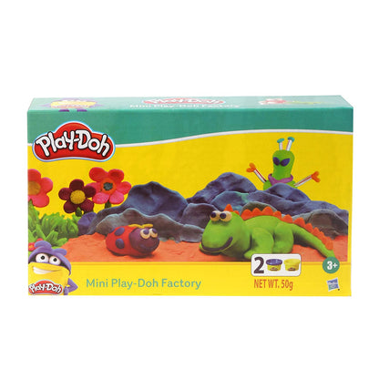 Play-Doh Mini Play-Doh Factory Playset by Hasbro | Creative Modeling Dough Kit with 2 Play-Doh Cans (50g Total), Dough Extruder, Shape Cutter & Sculpting Tools | Arts & Crafts Toy for Kids