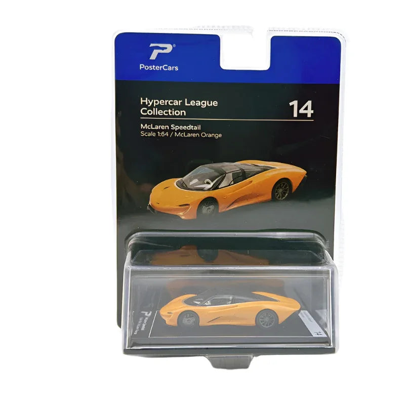 PosterCars 1:64 McLaren Speedtail – McLaren Orange | Hypercar League Collection No.14 Diecast Model- Blister Pack - Jaiman Toys