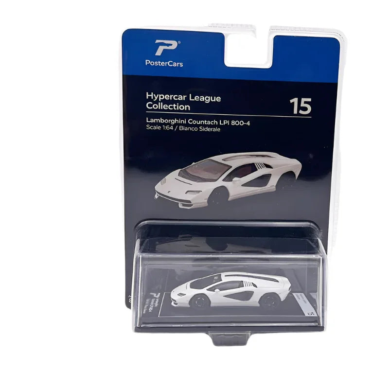 PosterCars Hypercar League – Lamborghini Countach LPI 800-4 (White, 1:64 Scale) - Jaiman Toys