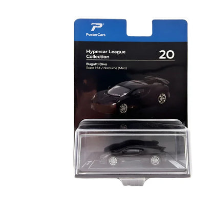 PosterCars Hypercar League – Bugatti Div (Nocturne Matt, 1:64 Scale) – Hypercar League #20 -Blister Pack - Jaiman Toys