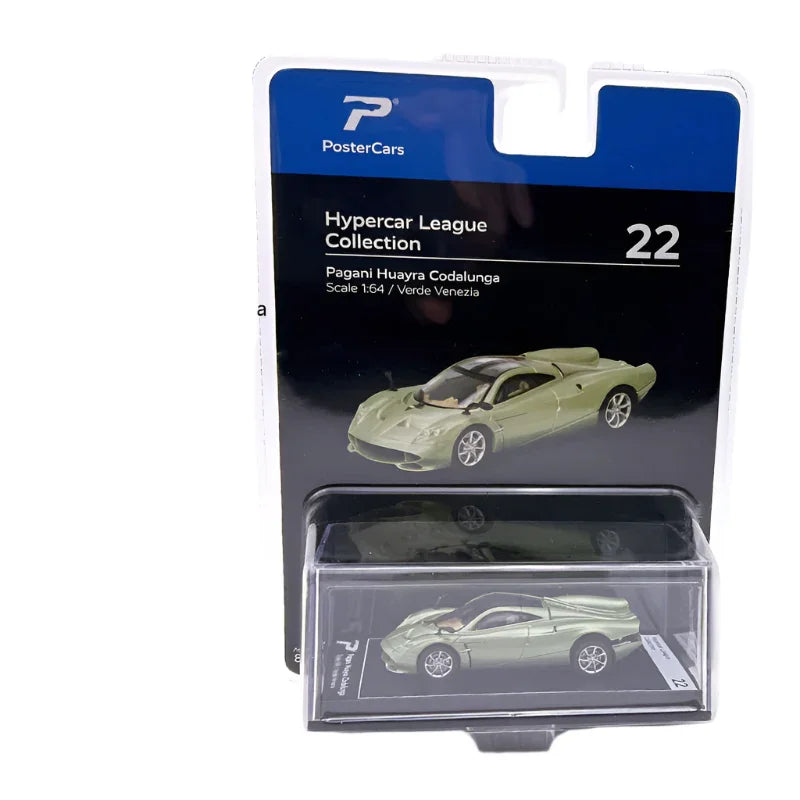 PosterCars 1:64 Pagani Huayra Codalunga – Verde Venezia | Hypercar League Collection No.22 Diecast Model - Jaiman Toys
