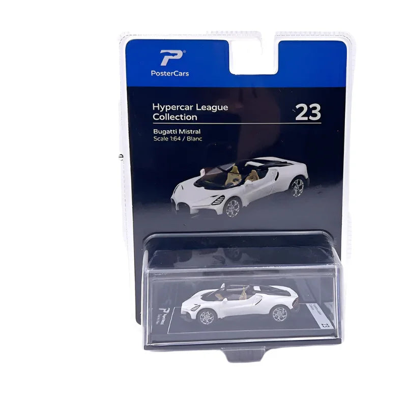 PosterCars Hypercar League – Bugatti Mistral (White, 1:64 Scale) – Hypercar League #23 - Jaiman Toys