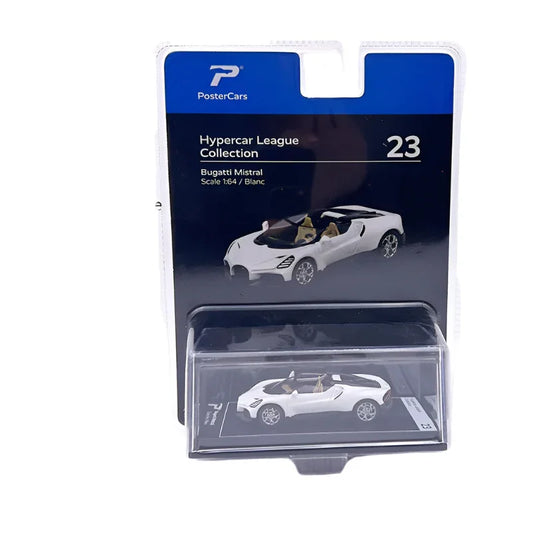 PosterCars Hypercar League – Bugatti Mistral (White, 1:64 Scale) – Hypercar League #23 - Jaiman Toys