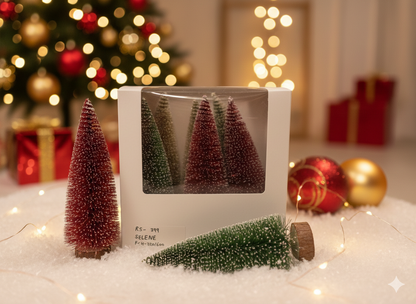 SWEN SELENE Miniature Festive Trees – Set of 6 Warm Christmas Décor Ornaments