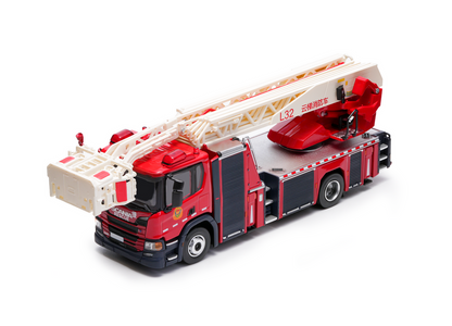 MASSDI 1:64 Scale Fire Ladder Truck Alloy Car Model – Die-Cast Rescue Fire Engine Collectible Vehicle