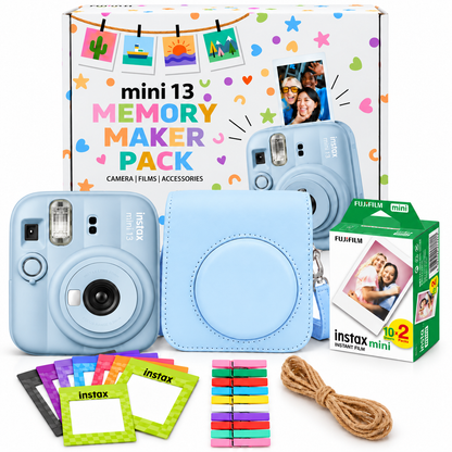 Fujifilm Instax Mini 13 Memory Maker Gift Pack – Instant Camera with 20 Films, Case & Photo Display Kit - Frost Blue
