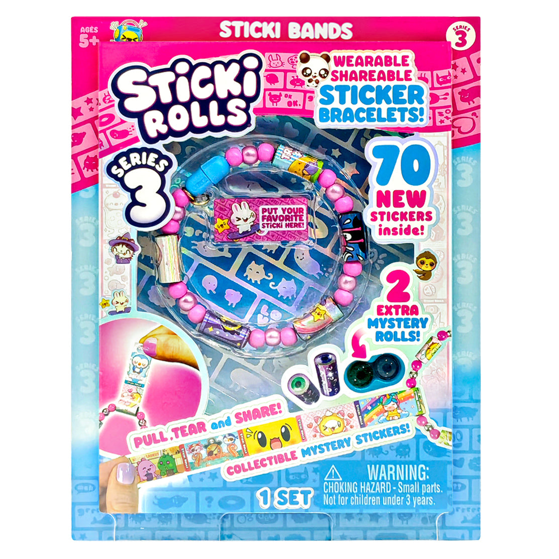 Sticki Rolls Sticki Bracelet Series 3 - Dark Pink