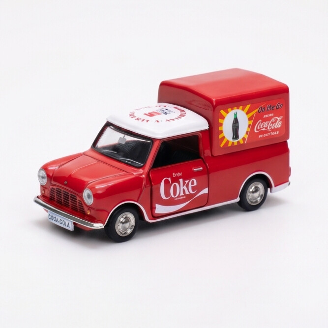 Tiny City Morris Mini Pickup Coca-Cola 1:50 Die-Cast Model Car | Official Coca-Cola Collectible Mini Truck