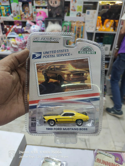 Greenlight USPS Exclusive – 1969 Ford Mustang Boss 302 Die-Cast Car (1:64 Scale) - Jaiman Toys
