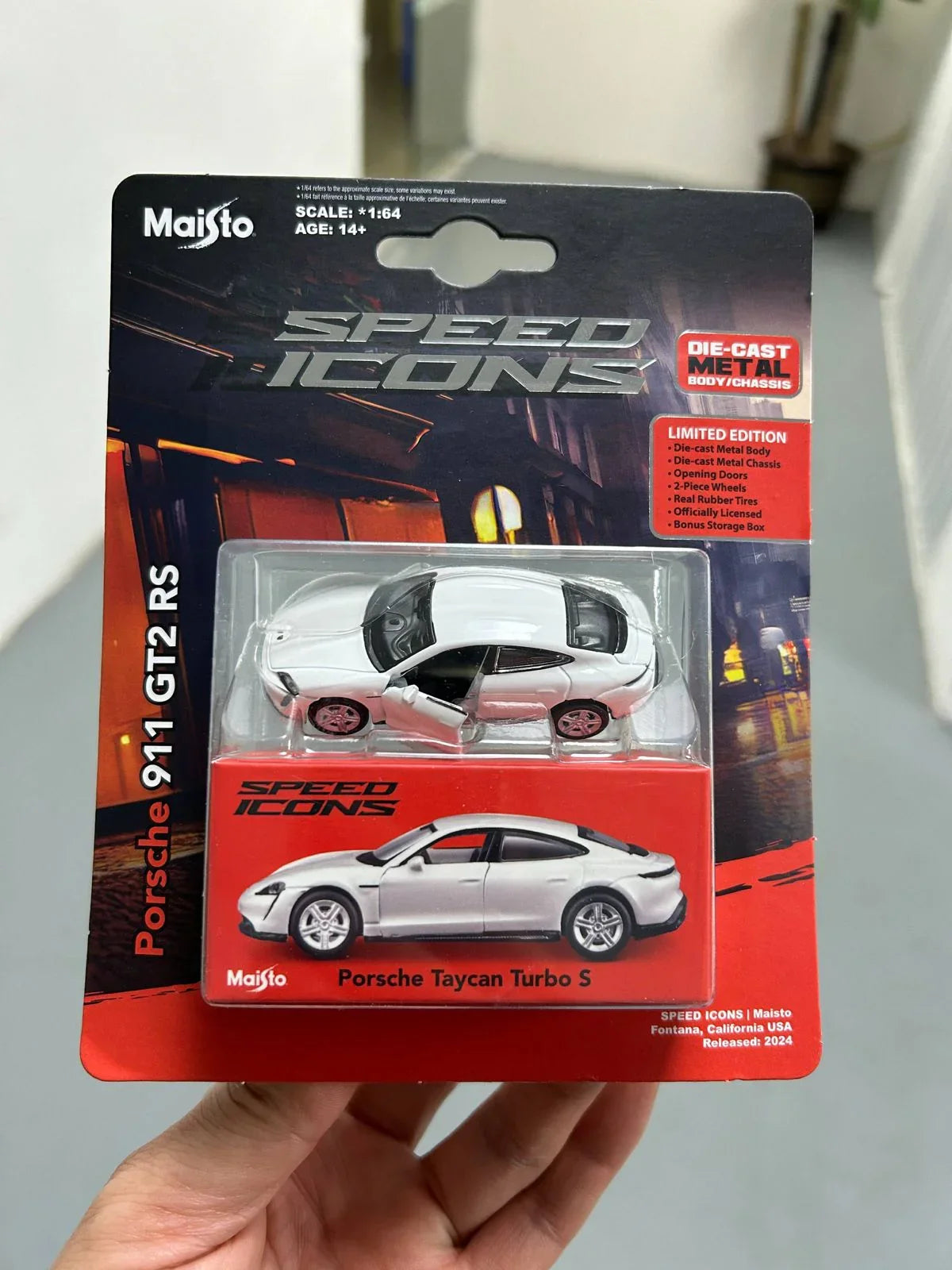 Maisto 1:64 Porsche Taycan Turbo S – White | Speed Icons Electric Supercar Diecast Model - Jaiman Toys