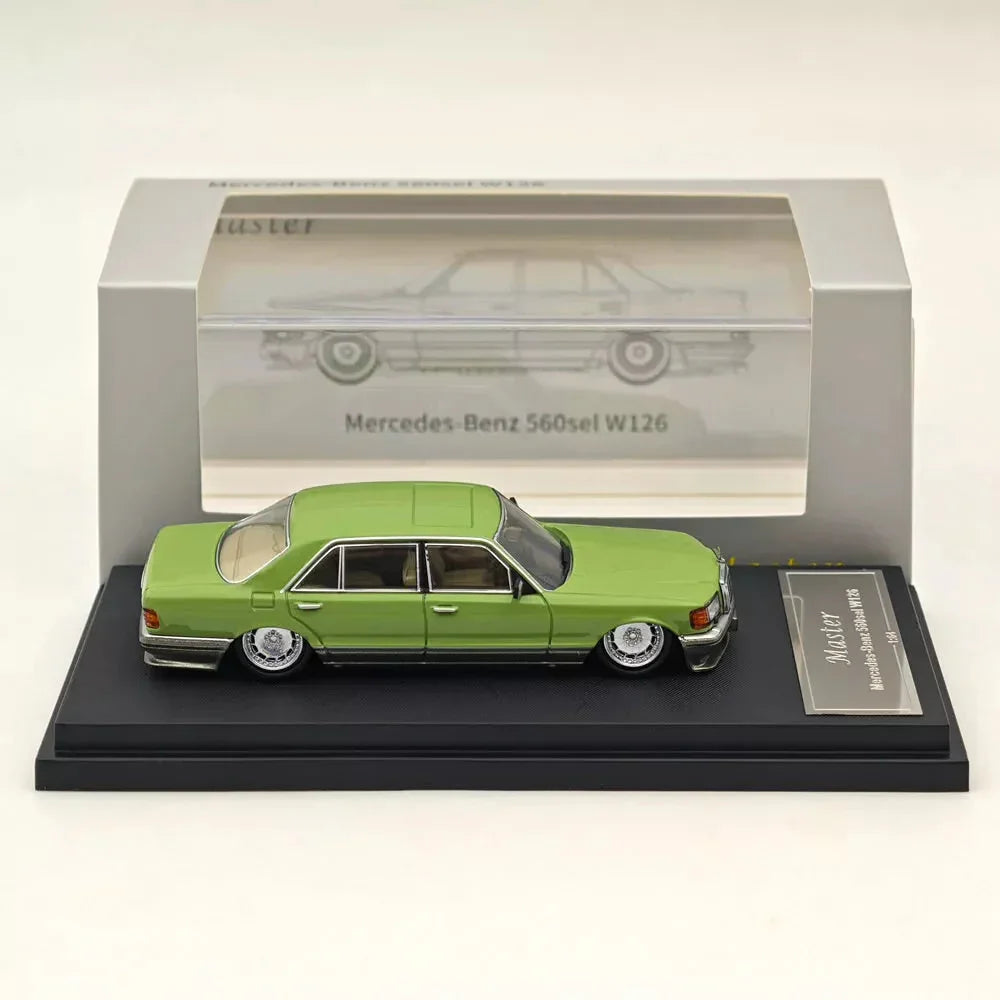 MERCEDES BENZ 560SEL W126 Green 1/64 Diecast Car 6Gen Low-Rise Edition MODEL BY MASTER - Jaiman Toys