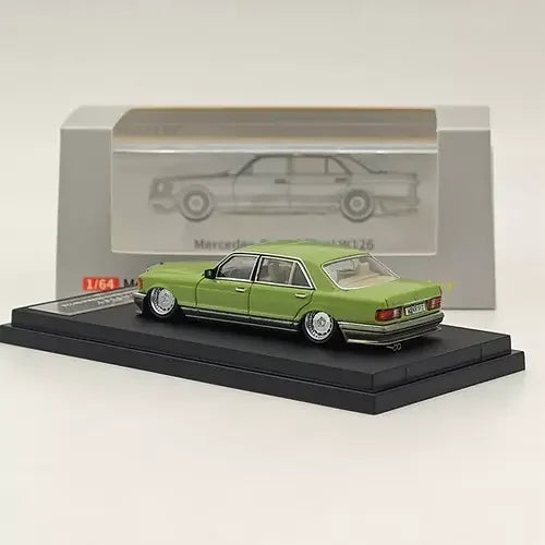MERCEDES BENZ 560SEL W126 Green 1/64 Diecast Car 6Gen Low-Rise Edition MODEL BY MASTER - Jaiman Toys