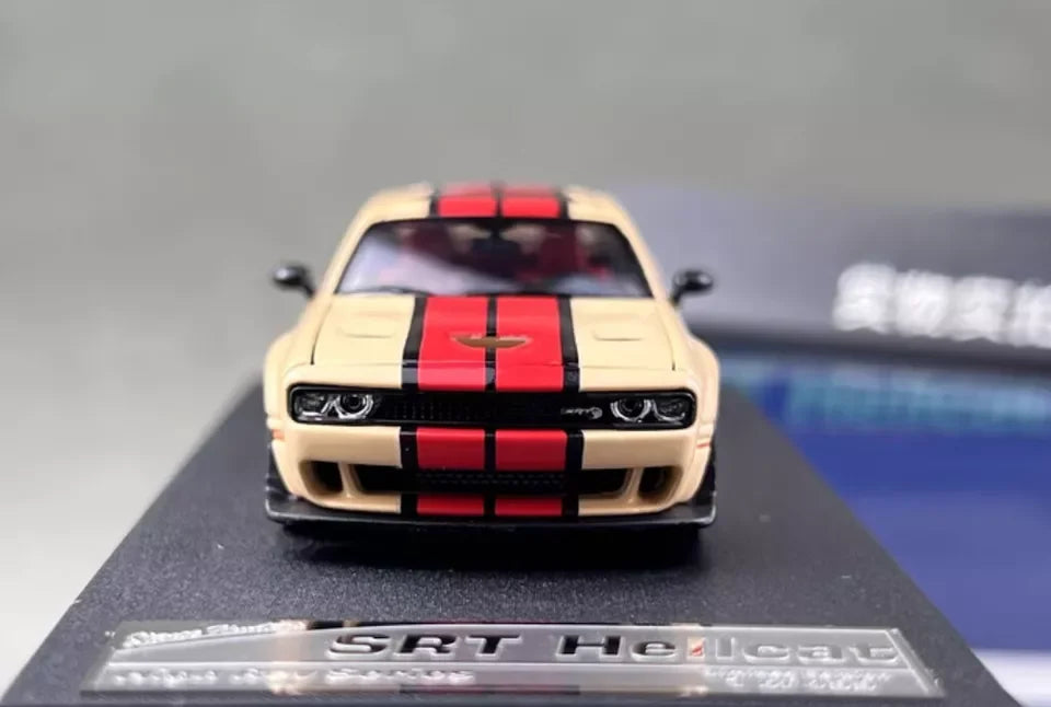 Stance Hunters 1:64  Dodge Challenger SRT Hellcat Beige/Red Graphics –  Diecast Car