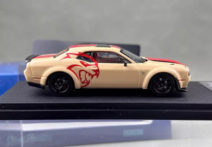 Stance Hunters 1:64  Dodge Challenger SRT Hellcat Beige/Red Graphics –  Diecast Car