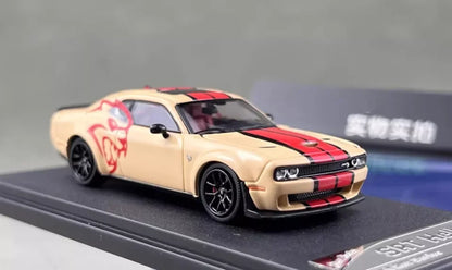 Stance Hunters 1:64  Dodge Challenger SRT Hellcat Beige/Red Graphics –  Diecast Car