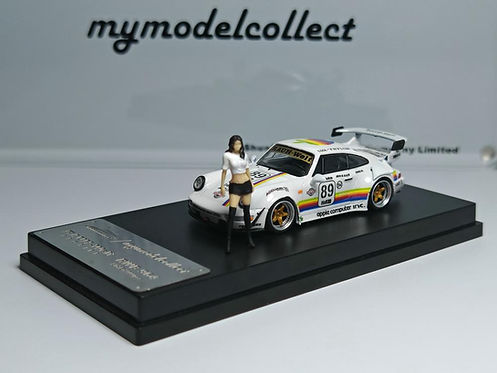 My Model Collect 1:64 Porsche RWB 964 White Apple Edition with Figure  Diecast Model Car