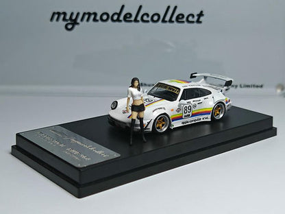 My Model Collect 1:64 Porsche RWB 964 White Apple Edition with Figure  Diecast Model Car