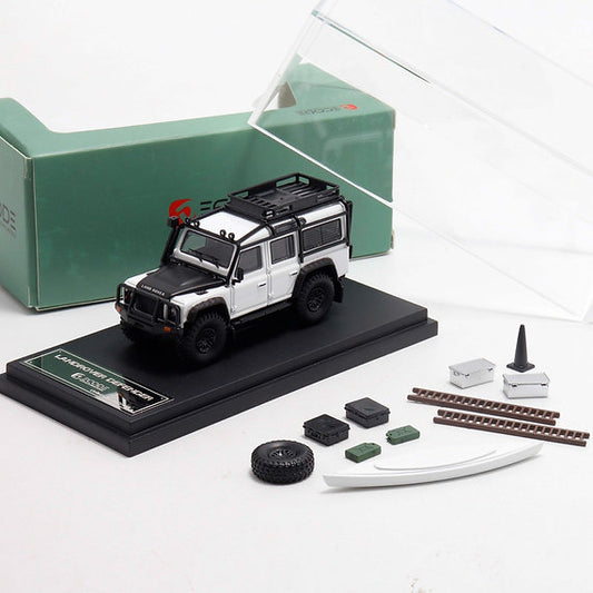 Decode Land Rover Defender 4x4 – White with Accessories | 1:64 Diecast Model Car- 5 Colors