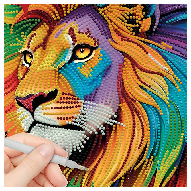 Curious Universe Crystal Creations Neon Lion Diamond Painting Kit – DIY Crystal Art Craft for Teens & Adults