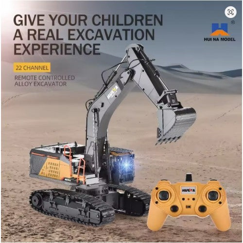 HUINA 1592 1:14 Scale RC Excavator | 22CH 2.4GHz Semi-Alloy Remote Control Crawler Excavator Construction Vehicle | 14+