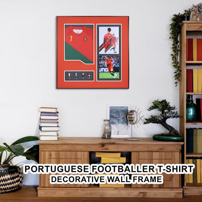 Ronaldo: Portuguese Footballer T-Shirt, Balls, and Picture Decorative Wall Frame - Championing Excellence in Football