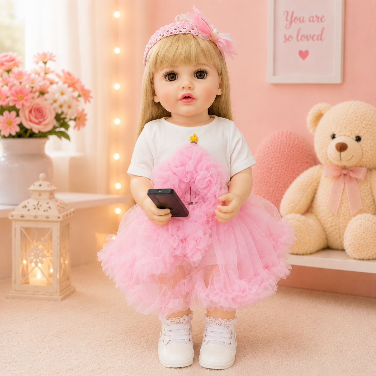 Interactive AI Baby Girl Princess Lily Doll with Remote Control, Story Book, Shoes & Sound Features | Talking Doll with Songs, Stories & Learning Fun | Pink Winter Outfit | Gift for Kids 3+ Years