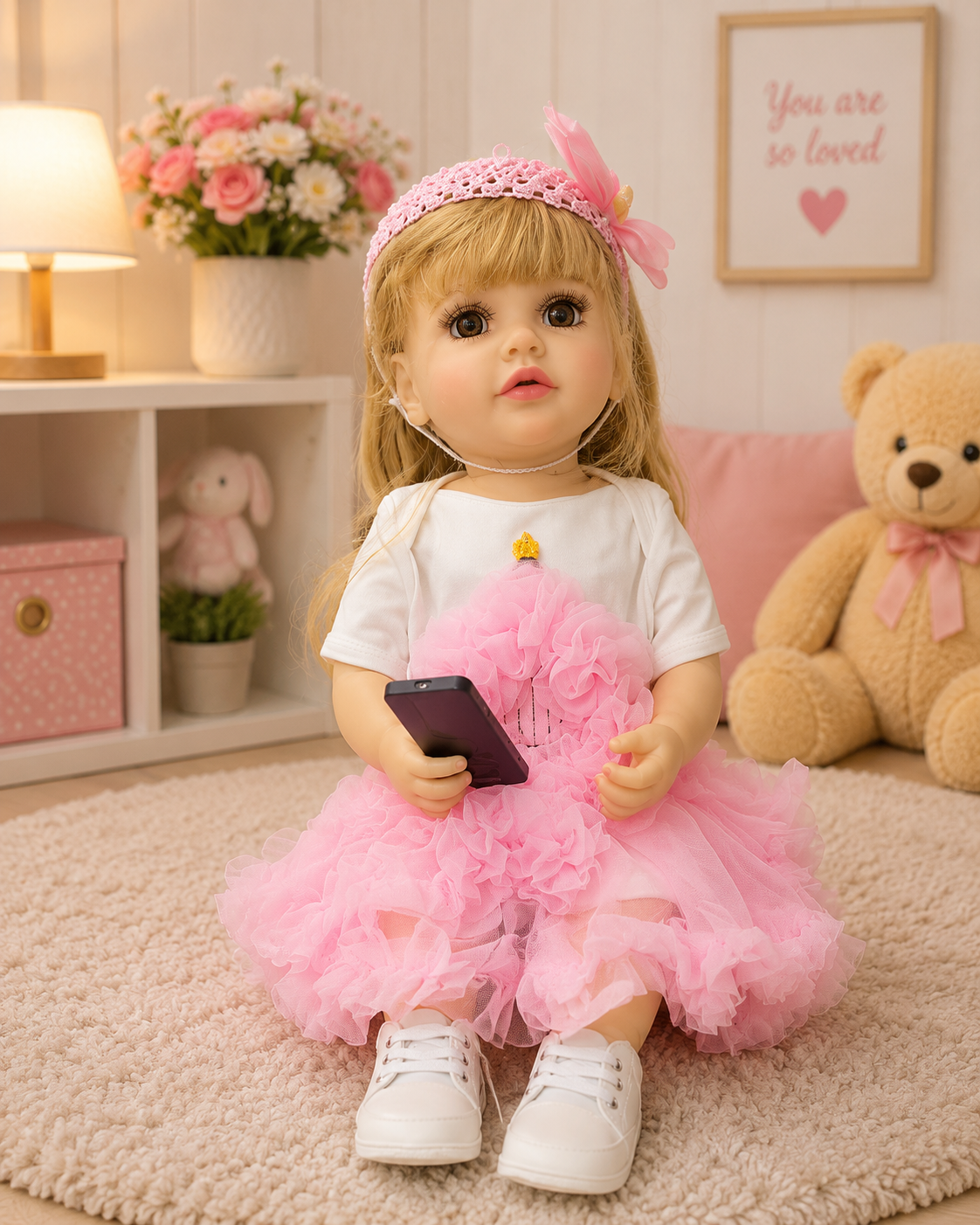 Interactive AI Baby Girl Princess Lily Doll with Remote Control, Story Book, Shoes & Sound Features | Talking Doll with Songs, Stories & Learning Fun | Pink Winter Outfit | Gift for Kids 3+ Years