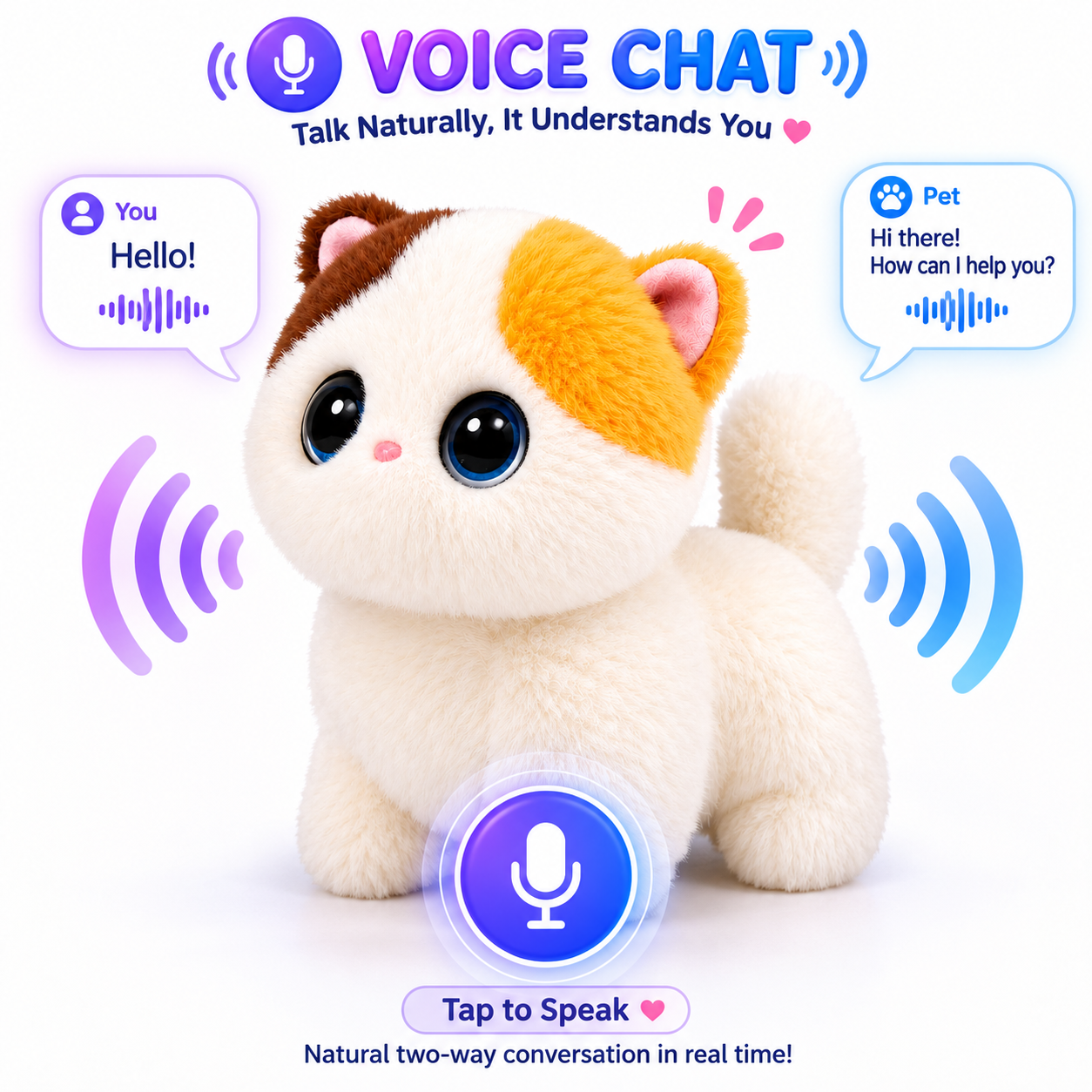 Breatoi! Smart AI Companion Robot Pet | Voice Chat, Emotional Interaction, App-Controlled Desktop AI Robot | Wi-Fi & Bluetooth Interactive Smart Companion for Kids & Adults - Mochi