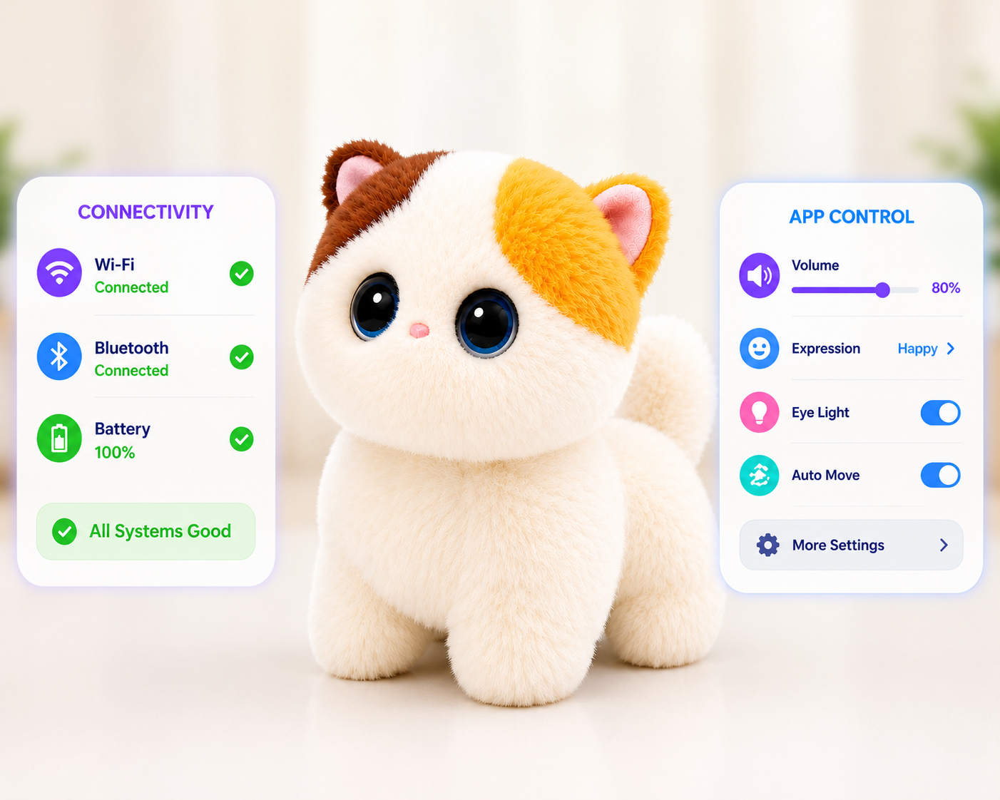 Breatoi! Smart AI Companion Robot Pet | Voice Chat, Emotional Interaction, App-Controlled Desktop AI Robot | Wi-Fi & Bluetooth Interactive Smart Companion for Kids & Adults - Mochi