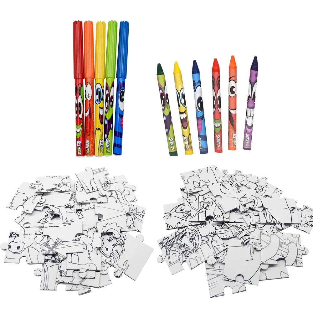 Scentos On The Go Colour In Puzzles Activity Set - Jaiman Toys