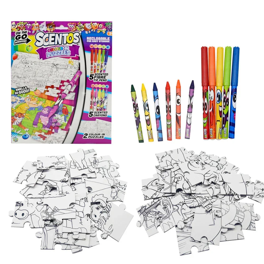 Scentos On The Go Colour In Puzzles Activity Set - Jaiman Toys