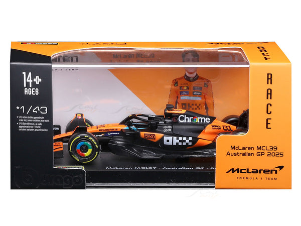 Bburago 1:43 McLaren MCL39 #81 Oscar Piastri Australian GP 2025 Diecast Formula 1 Car