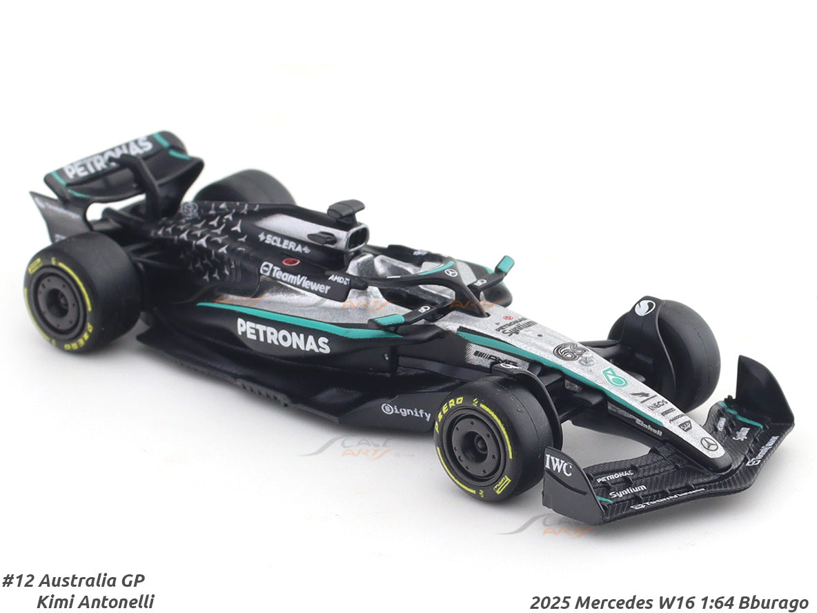 Bburago 1:64 Mercedes-AMG F1 W16 E Performance #12 2025 Diecast Formula 1 Racing Car Model