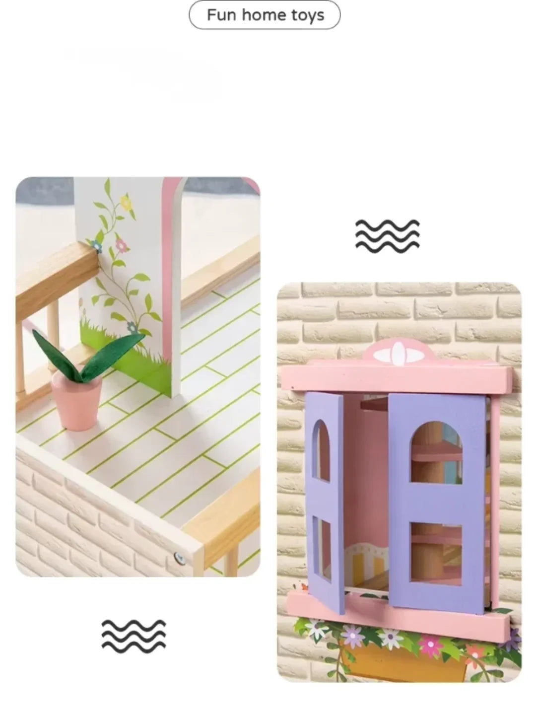 MDF 3-Floor Wooden Doll House Baby – Pretend Play Furniture Set for Kids, Educational Role Play Toy