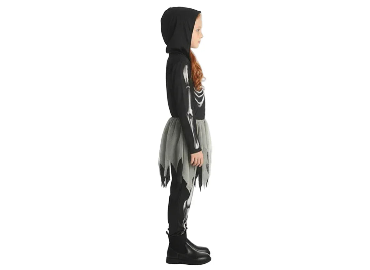 Girls’ Skeleton Halloween Costume Jumpsuit – Full Body Scary Outfit