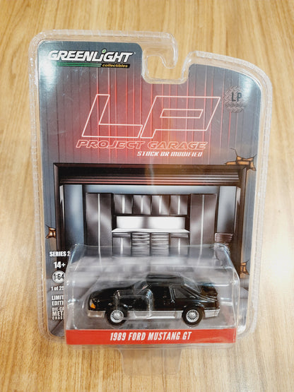 GreenLight 1:64 1989 Ford Mustang GT Black – Project Garage Series 2 Diecast Model Car