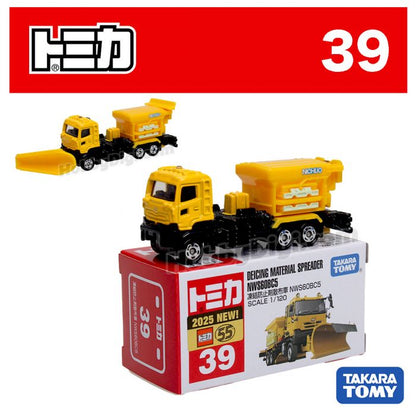 Takara Tomy Tomica No. 39 Deicing Material Spreader NWS60BC5 1:120 Scale Die-Cast Model Truck | Premium Metal Airport Winter Service Vehicle Collectible with Snow Plow, Free-Rolling Wheels & Collector Box | Yellow