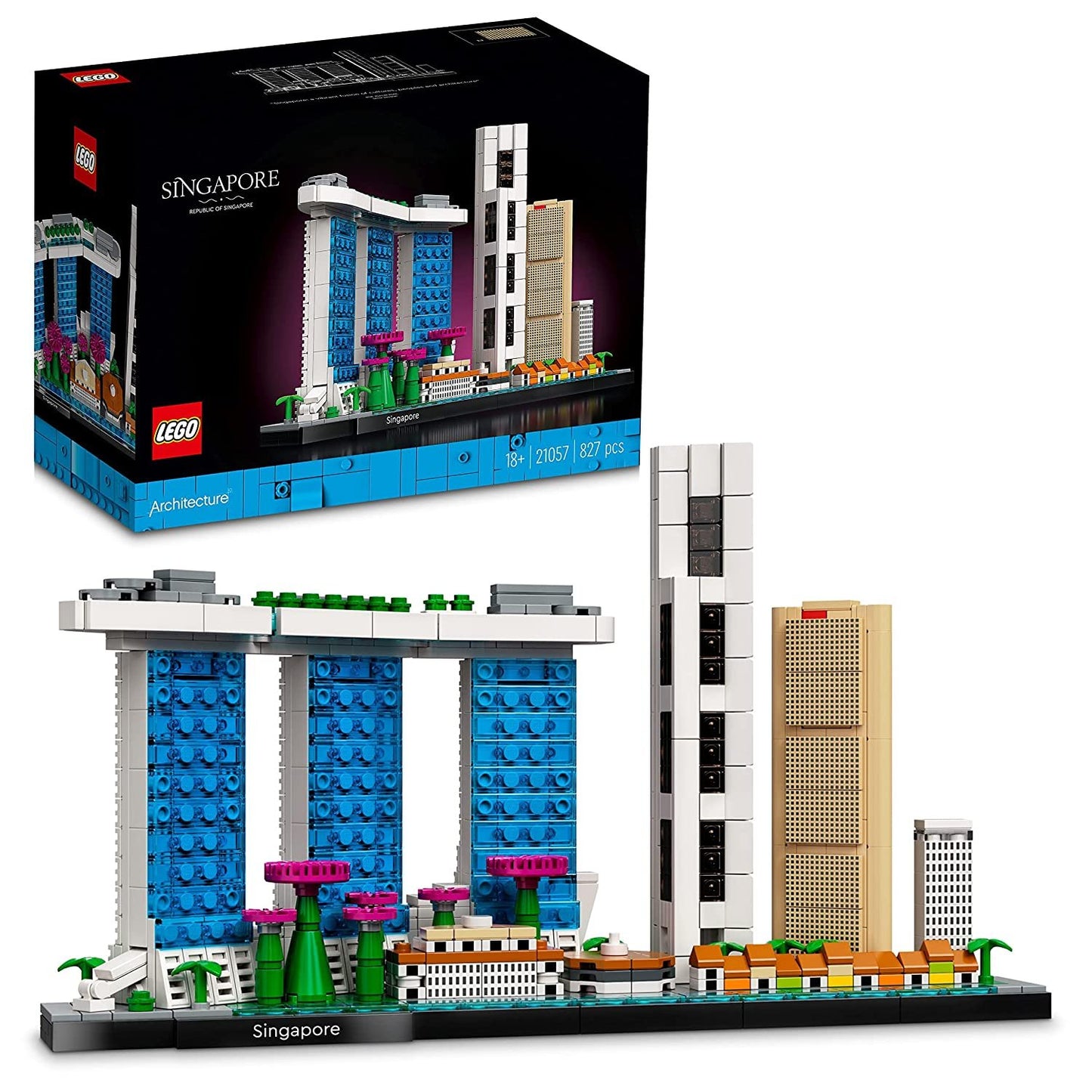 LEGO 21057  Architecture Skyline Collection: Singapore Building Kit; Collectible Display Model for Adults (827 Pieces)