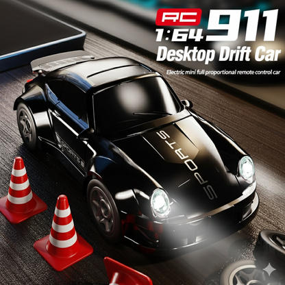 1:64 Scale 2.4GHz 4WD Drift RC Car with LED Lights | Mini High-Speed Racing Remote Control Car (Black)