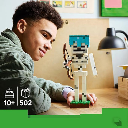 LEGO Minecraft The Skeleton 21594 Gaming Decor Building Toy, Model Kit, Gaming Merchandise for Boys and Girls Aged 10+, Minecraft Skeleton Figure Display Set for Kids, Gift for Gamers (502 Pieces)